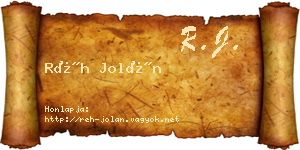 Réh Jolán névjegykártya